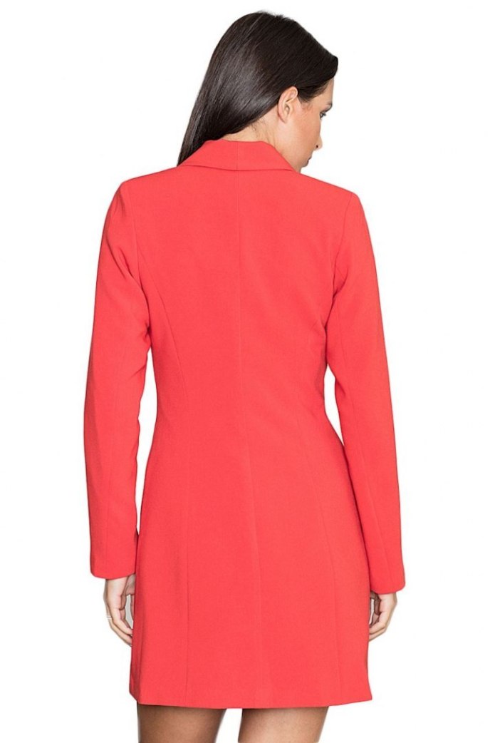 Sukienka Mini - Na Zakładkę Kopertowy Dekolt Długi Rękaw - czerwona